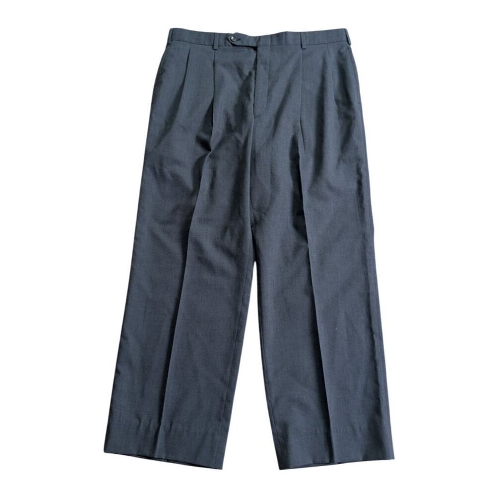 Vintage Hubbard Capri Slacks Mens 38 Gray 70s Dacron Wool Blend USA Pleat Pants